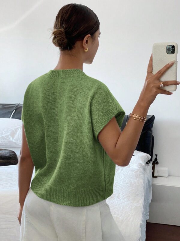 Sweater Casual Tricotado en Color Sólido con Detalles Florales - Image 26