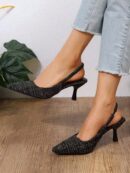 Zapatos de Tacón Elegantes con Correa Trasera y Tacón Piramidal