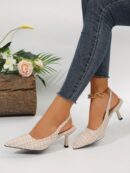 Zapatos de Tacón Elegantes con Correa Trasera y Tacón Piramidal