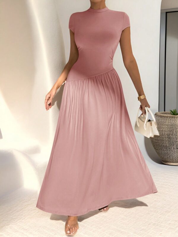 Vestido Midi Asimétrico A-Line Elegante y Simple con Cuello Alto - Image 45