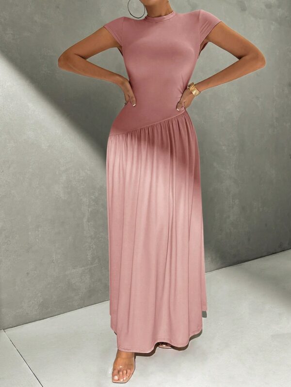 Vestido Midi Asimétrico A-Line Elegante y Simple con Cuello Alto - Image 48