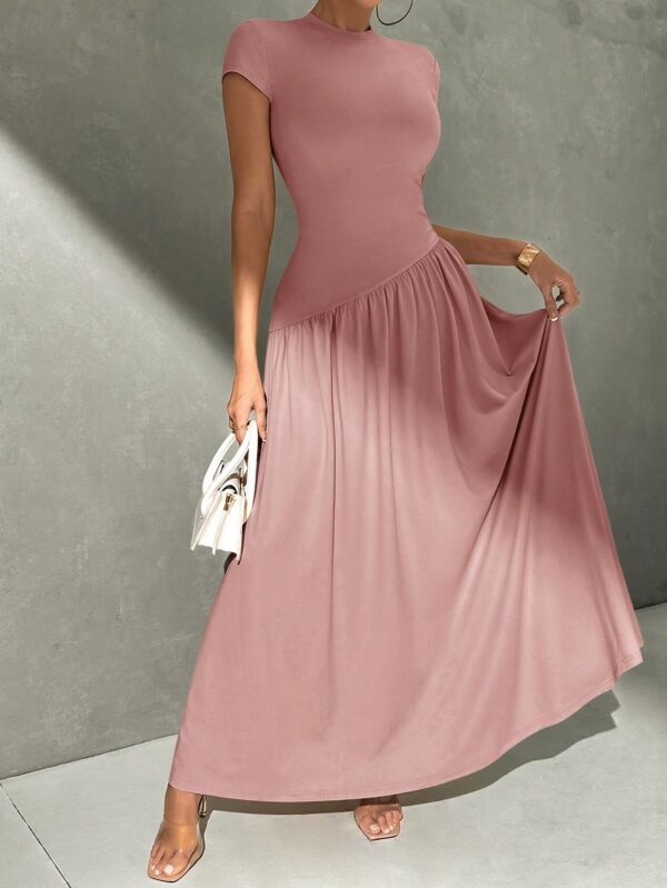 Vestido Midi Asimétrico A-Line Elegante y Simple con Cuello Alto - Image 49