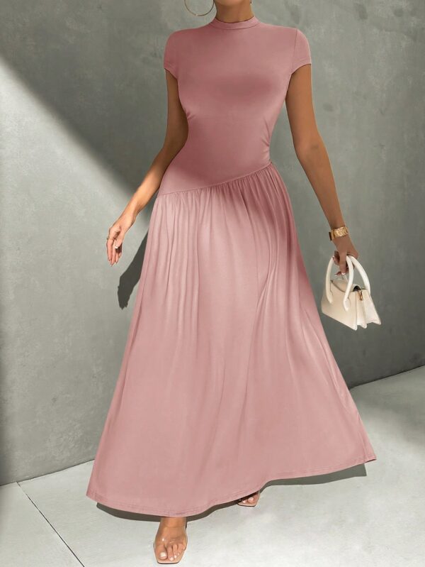 Vestido Midi Asimétrico A-Line Elegante y Simple con Cuello Alto - Image 50