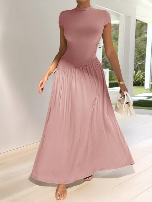 Vestido Midi Asimétrico A-Line Elegante y Simple con Cuello Alto - Image 53