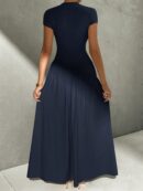 Vestido Midi Asimétrico A-Line Elegante y Simple con Cuello Alto