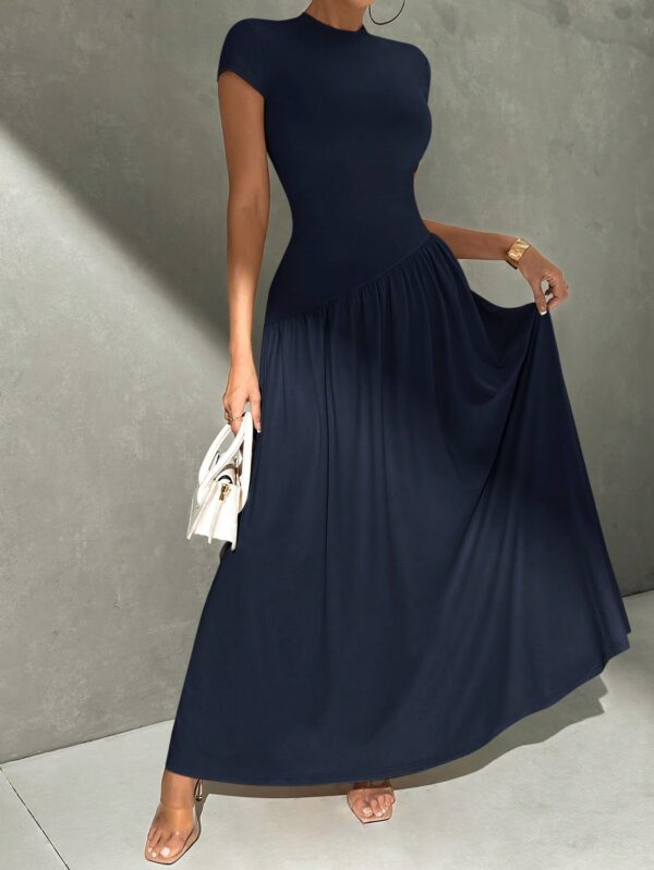 Vestido Midi Asimétrico A-Line Elegante y Simple con Cuello Alto - Image 75
