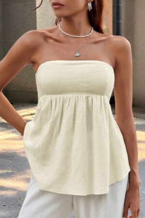 Blusa Tubo A-Line en Viscosa con Tirantes Finos y Volante