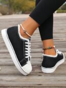 Zapatillas Casual de Lona con Punta Redonda y Detalles de Peluche