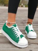 Zapatillas Casual de Lona con Punta Redonda y Detalles de Peluche