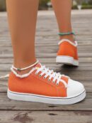 Zapatillas Casual de Lona con Punta Redonda y Detalles de Peluche