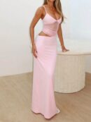 Vestido de Camisola con Contraste de Malla y Espalda Descubierta
