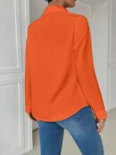 Blusa Casual Blanca de Manga Larga con Cuello y Bolsillo