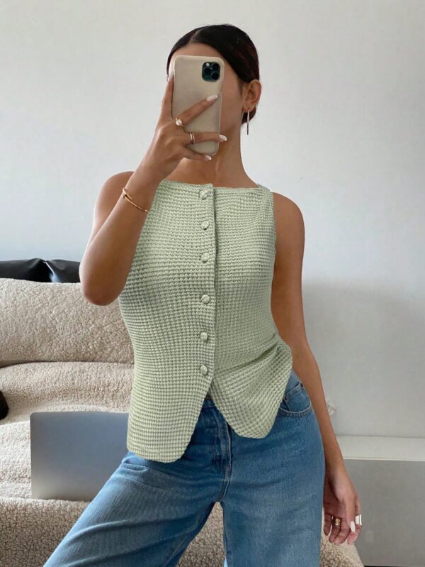 Blusa Elegante de Rayas con Botones y Abertura Frontal - Image 15
