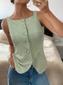 Blusa Elegante de Rayas con Botones y Abertura Frontal