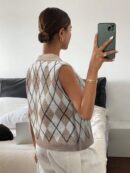 Chaleco de Punto con Estampado de Leopardo y Botones