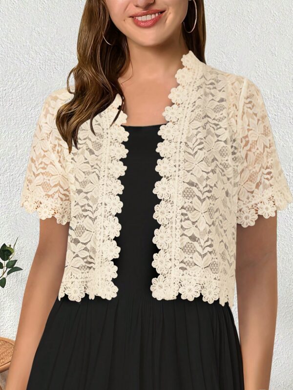 Bolero Shrug Casual de Verano con Encaje Camellia y Manga Corta - Image 6