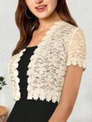 Bolero Shrug Casual de Verano con Encaje Camellia y Manga Corta