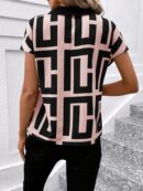 Blusa de Verano con Estampado Geométrico y Manga Murciélago