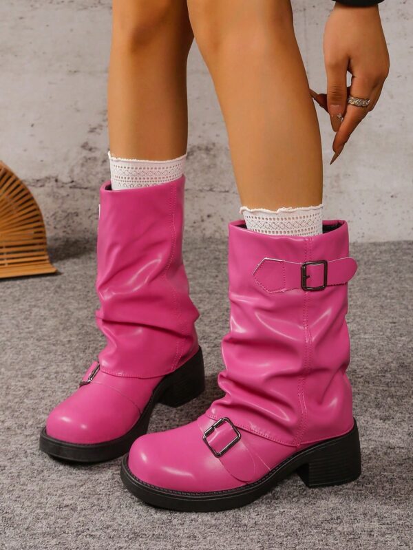 Botas Negras de Estilo Occidental con Hebilla y Suela Gruesa - Image 19