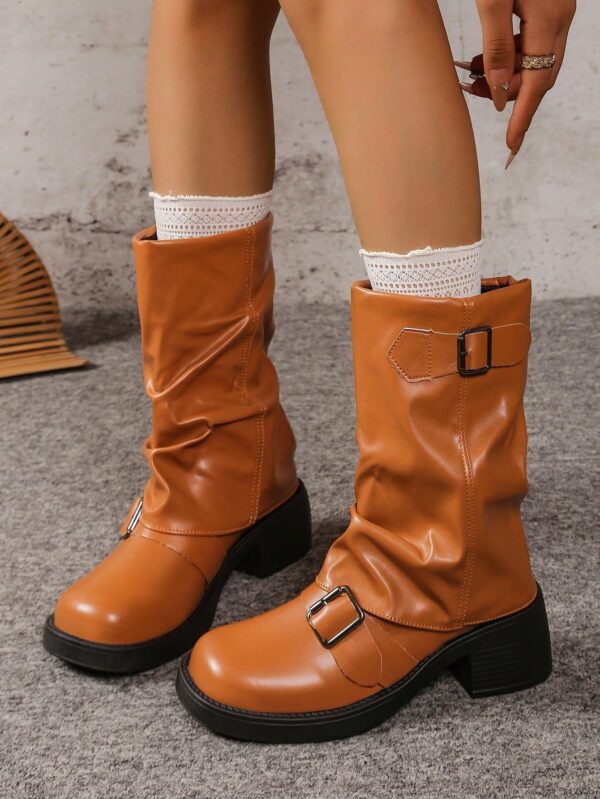 Botas Negras de Estilo Occidental con Hebilla y Suela Gruesa - Image 18