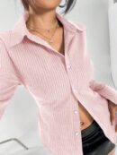 Blusa de Negocios Casual a Rayas con Botones y Manga Larga