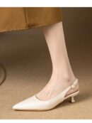 Zapatos de Tacón Gatito en Charol con Punta Afilada y Espalda Abierta