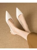Zapatos de Tacón Gatito en Charol con Punta Afilada y Espalda Abierta