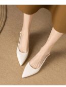 Zapatos de Tacón Gatito en Charol con Punta Afilada y Espalda Abierta