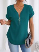 Blusa Casual con Cremallera y Manga Murciélago