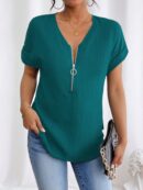 Blusa Casual con Cremallera y Manga Murciélago