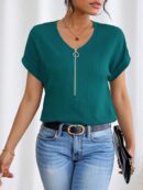 Blusa Casual con Cremallera y Manga Murciélago