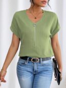Blusa Casual con Cremallera y Manga Murciélago