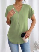 Blusa Casual con Cremallera y Manga Murciélago