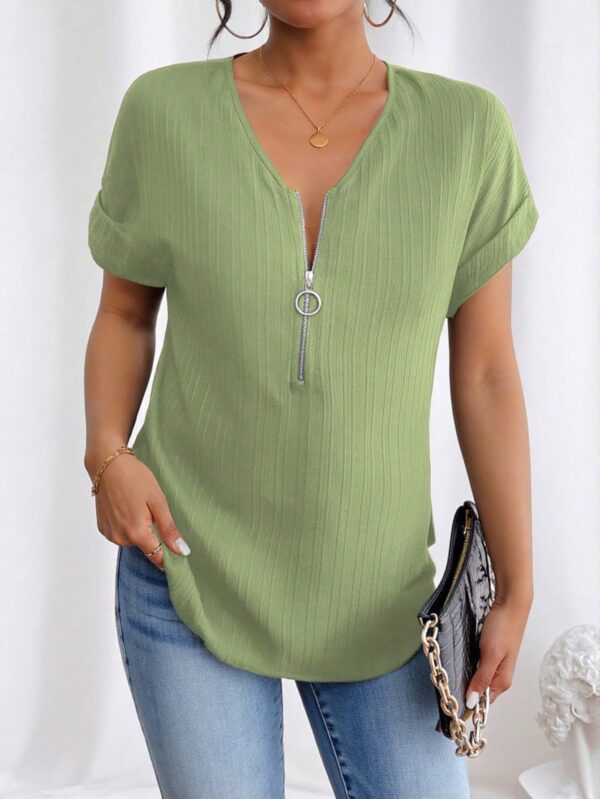 Blusa Casual con Cremallera y Manga Murciélago - Image 61