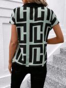 Blusa de Verano con Estampado Geométrico y Manga Murciélago