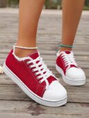 Zapatillas Casual de Lona con Punta Redonda y Detalles de Peluche