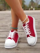 Zapatillas Casual de Lona con Punta Redonda y Detalles de Peluche