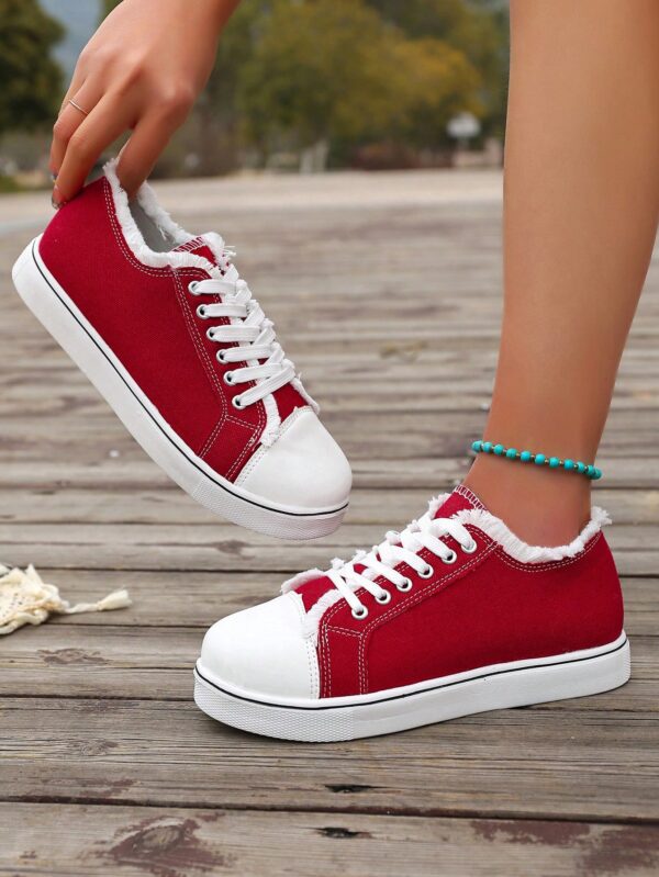 Zapatillas Casual de Lona con Punta Redonda y Detalles de Peluche - Image 51