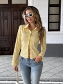 Camisa a Rayas de Manga Larga para Mujer Estilo Casual