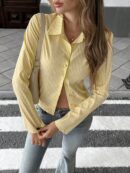 Camisa a Rayas de Manga Larga para Mujer Estilo Casual