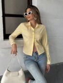 Camisa a Rayas de Manga Larga para Mujer Estilo Casual
