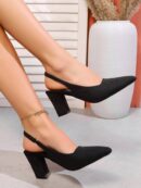 Zapatos de Tacón Elegantes con Correa Trasera y Tacón Piramidal