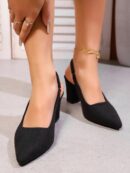 Zapatos de Tacón Elegantes con Correa Trasera y Tacón Piramidal
