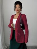 Chaqueta de Terciopelo Acanalada Casual con Bolsillos