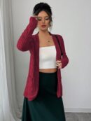 Chaqueta de Terciopelo Acanalada Casual con Bolsillos