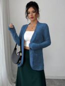 Chaqueta de Terciopelo Acanalada Casual con Bolsillos
