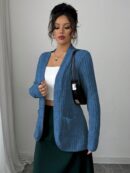 Chaqueta de Terciopelo Acanalada Casual con Bolsillos