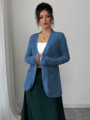 Chaqueta de Terciopelo Acanalada Casual con Bolsillos