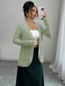 Chaqueta de Terciopelo Acanalada Casual con Bolsillos