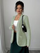 Chaqueta de Terciopelo Acanalada Casual con Bolsillos